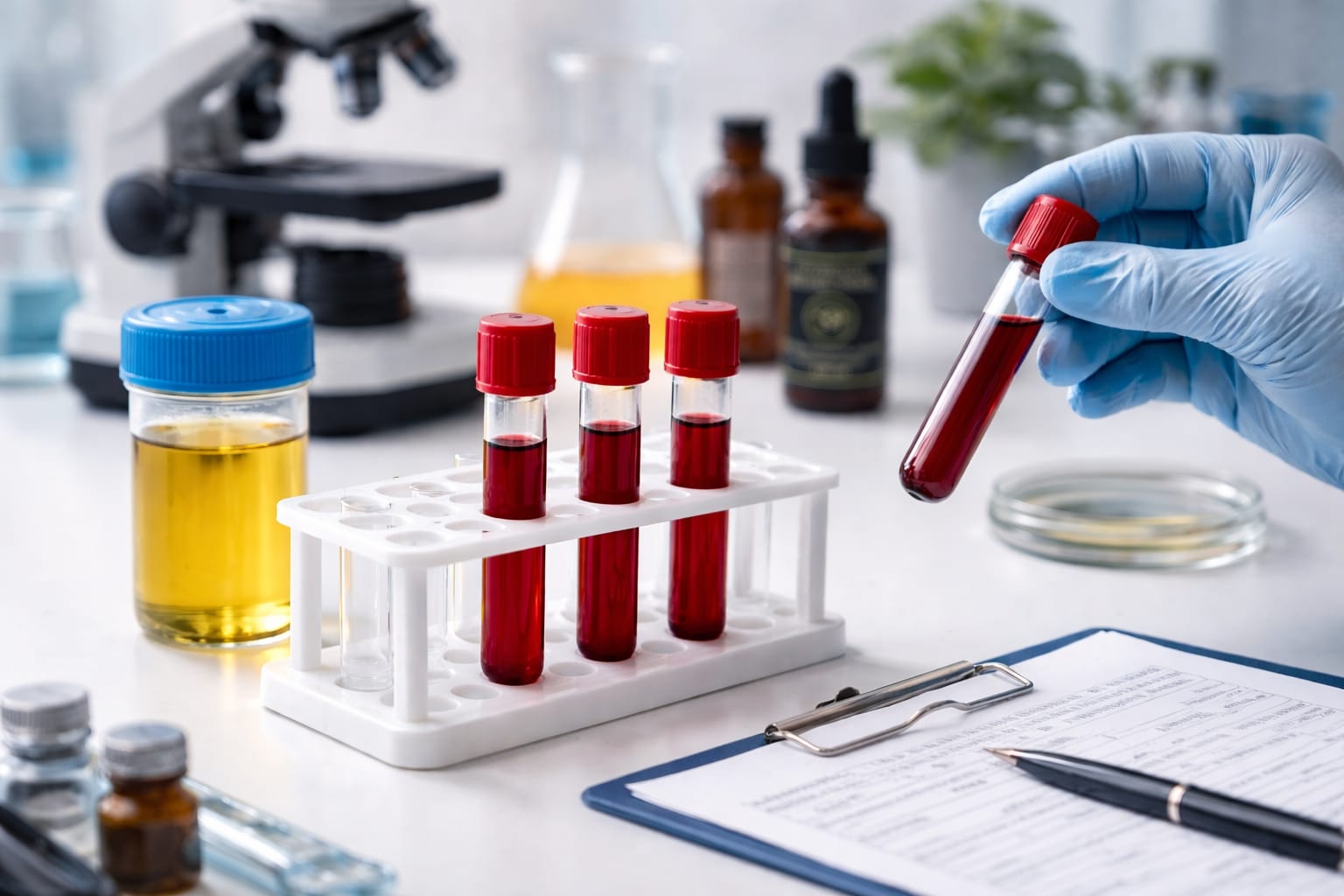 Laboratoryjna analiza próbek krwi wykorzystywana w diagnostyce biologicznej