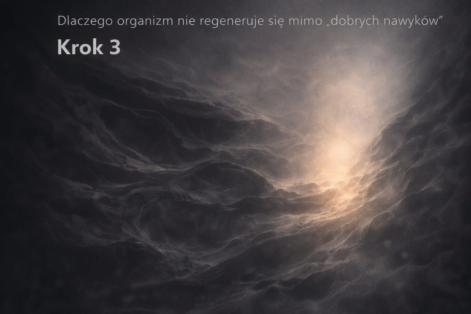 Ilustracja symbolizująca trzeci krok Drogi Oczyszczania – blokadę regeneracji organizmu przez biofilm, toksyny i przeciążony układ nerwowy