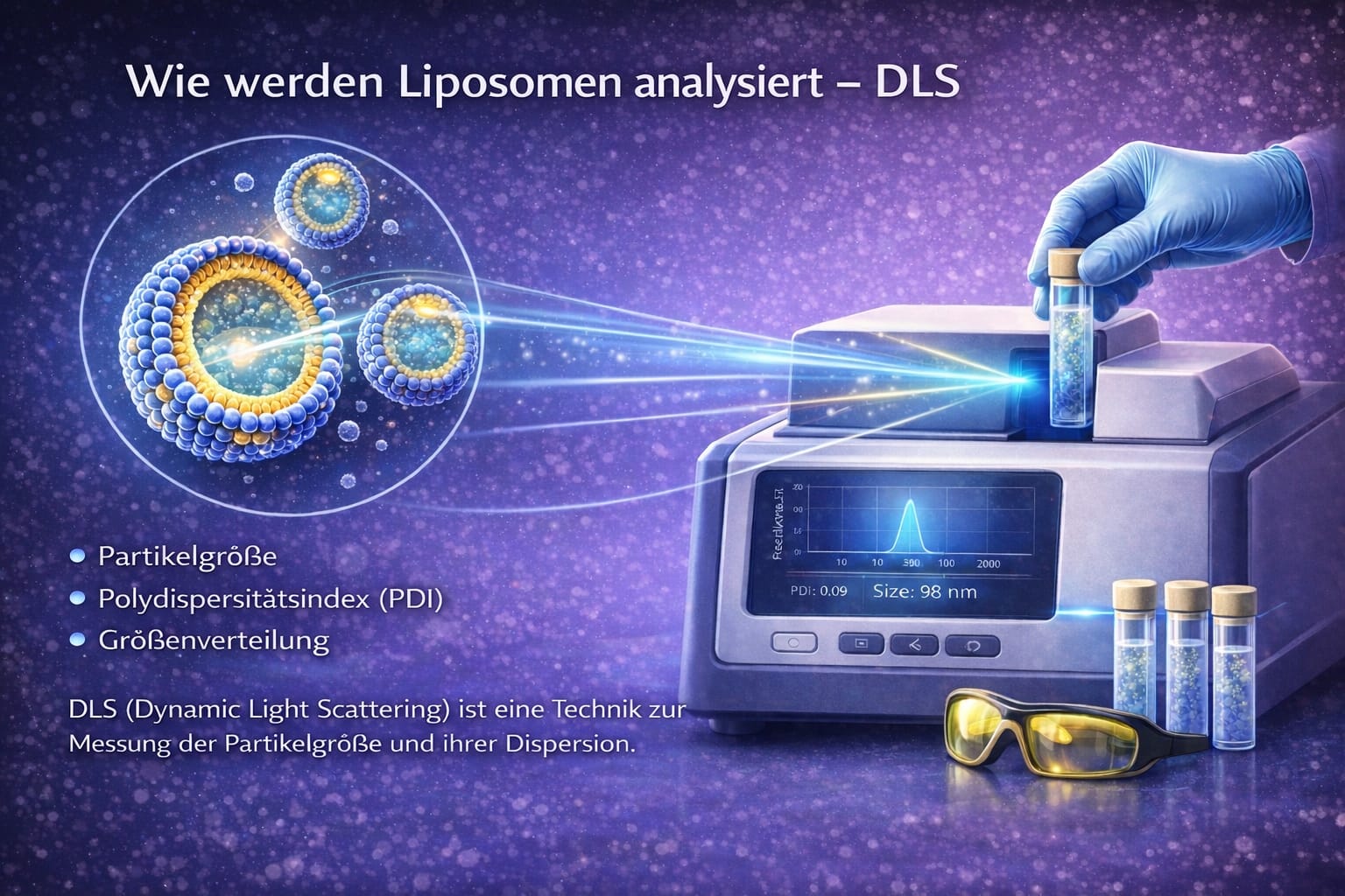 Analyse von Liposomen mit Dynamic Light Scattering (DLS) zur Messung von Partikelgröße und PDI