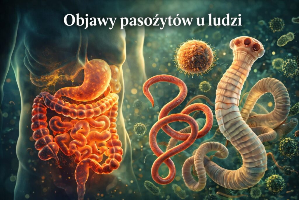 Objawy pasożytów u ludzi – ilustracja jelit i pasożytów