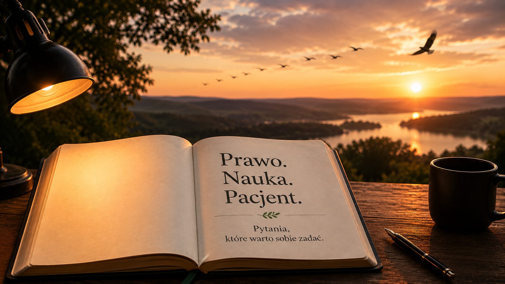 Prawo, nauka i pacjent – symboliczna okładka publikacji o odpowiedzialnym rozwoju prawa, nauki i ochrony zdrowia.